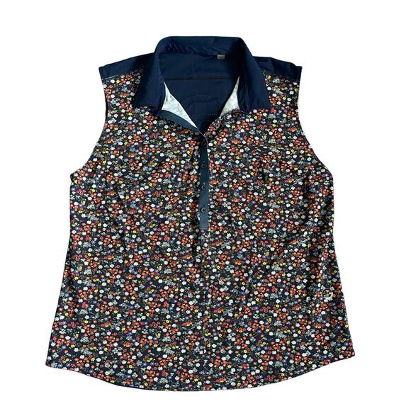 FORAY Golf Core Sleeveless Polo Navy Floral Women’s Size XL - Picture 1 of 4
